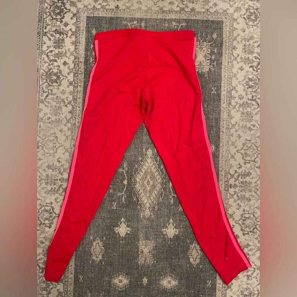 Adidas Red and Pink Sweatpants with Three-Stripe Design - Picture 2 of 2